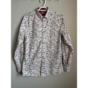 Soul of London Semi Fitted Floral Long Sleeve Button Up Shirt Mens 15.5 Preppy